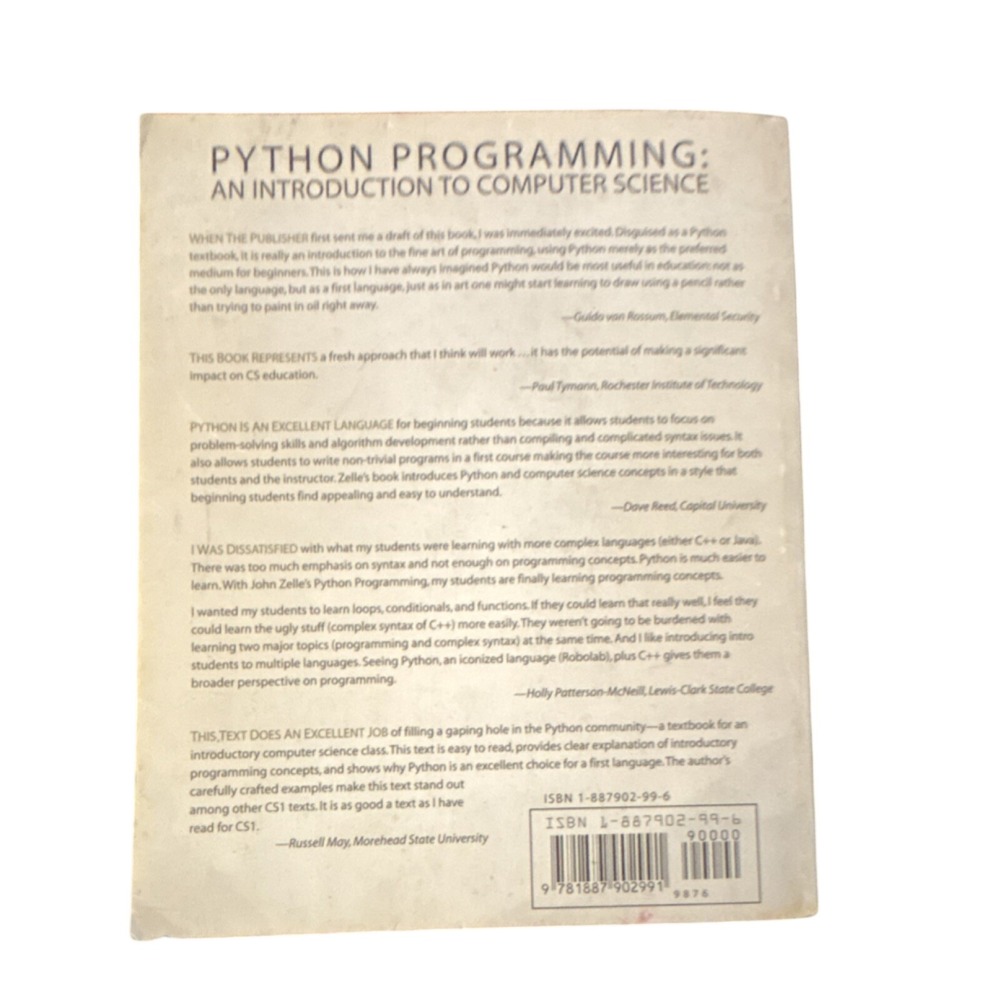 Franklin Beedle Python Programming Intro John Zelle Paperback Computer Science - Picture 3 of 3